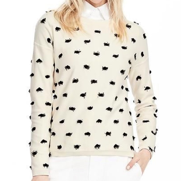 Br Crew Neck Cottonblend Cream Sweater 